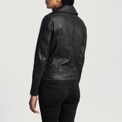 Novan Black Leather women Biker Jacket