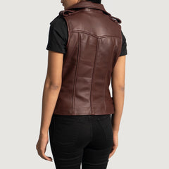 Amlia Maroon Leather Biker Vest