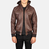 James Biz Brown Leather Bomber Jacket
