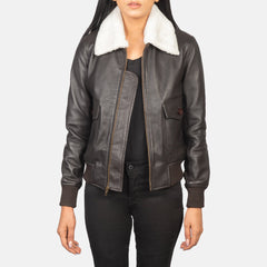 Women G-1 Brown Leather Bomber stylish Jacket