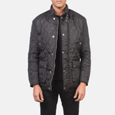 Quilted Black Windbreaker Jacket