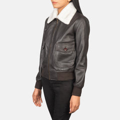 Women G-1 Brown Leather Bomber stylish Jacket