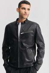 Biker leather jacket Real sheepskin jacket