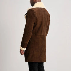 Brown Suede Leather Coat Jacket