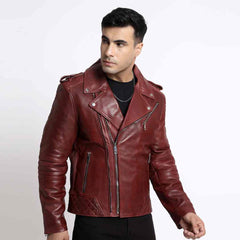 Mens Brown Leather Biker Style Jackets