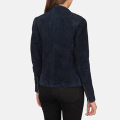 Blue Suede women Biker Jacket