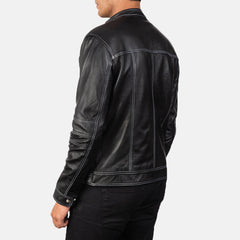 Mens black biker leather jakcet