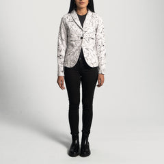 White Leather Blazer Women Jacket