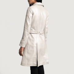 Women Silver Leather Coat Jacket
