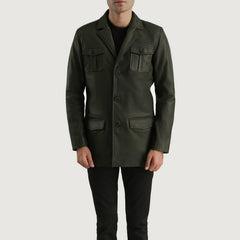 Mens Black Leather Blazer Jacket