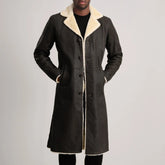 Brown Shearling Long Coat Jacket