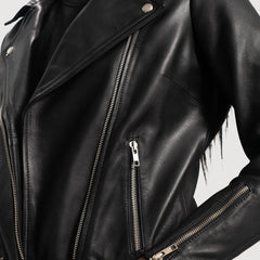 Novan Black Leather women Biker Jacket