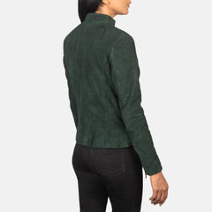 Jotean Green Suede women Biker Jacket