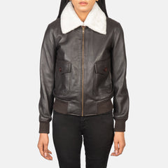 Women G-1 Brown Leather Bomber stylish Jacket