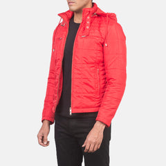 Alps Quilted Red Hooded Windbreaker Jacket for men