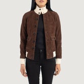 Women A1 Mocha Suede Bomber stylish Jacket
