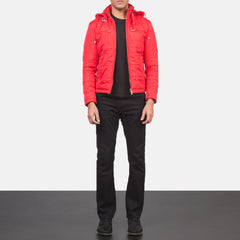 Alps Quilted Red Hooded Windbreaker Jacket for men