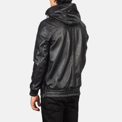 Alex Hooded Black Leather Pullover Jacket for men