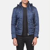 Alps Quilted Blue Hooded Windbreaker Jacket for men