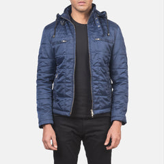 Alps Quilted Blue Hooded Windbreaker Jacket for men