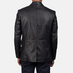 Mens Black Leather Blazer Jacket