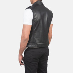 Black Leather Biker Jacket Vest coat