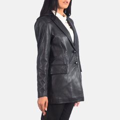 Black Leather Blazer Women Jacket