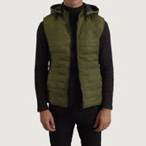 Carlos Green Hooded Puffer Vest for men