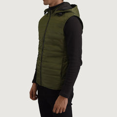 Carlos Green Hooded Puffer Vest for men