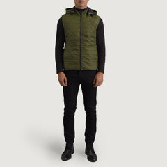 Carlos Green Hooded Puffer Vest for men
