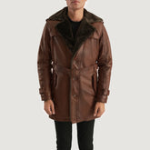 Distressed Brown Fur Leather Coat