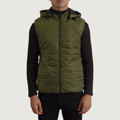 Carlos Green Hooded Puffer Vest for men