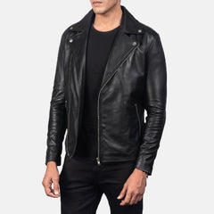 Mens Black Leather Biker Jacket