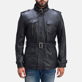Hunter Black Leather Jacket for men