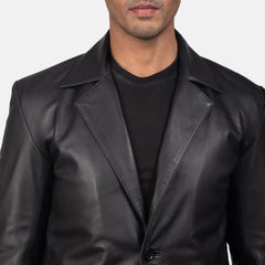Mens Black Leather Blazer Jacket
