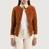 Sara Brown Suede Women Bomber Jacket