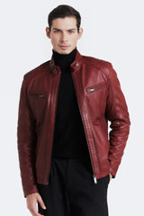Crimson Biker Leather Jacket for men