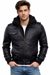 Peter Quill The Starlord Cosplay Black Leather Jacket for Men