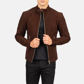 Alex Quilted Brown Suede Biker Jacket