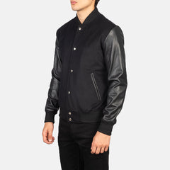 Jones Black Hybrid Varsity Jacket