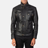 Black Leather Biker Jacket for men