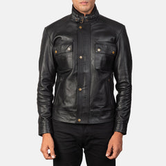 Black Leather Biker Jacket for men