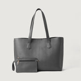 Women Grey Leather Tote Bag