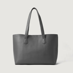 Women Grey Leather Tote Bag