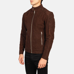 Alex Quilted Brown Suede Biker Jacket