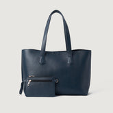 Women Blue Leather Tote Bag