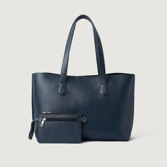 Women Blue Leather Tote Bag