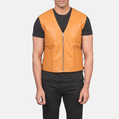 Alex Tan Brown Leather Vest for men