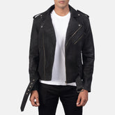 Rikon Mocha Suede Biker Jacket for men