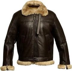 Meshnew Genuine Shearling RAF Aviator Brown B3 Jacket - Premium Sheepskin Leather Bomber Jacket/Bomber B3 WWII JACKET